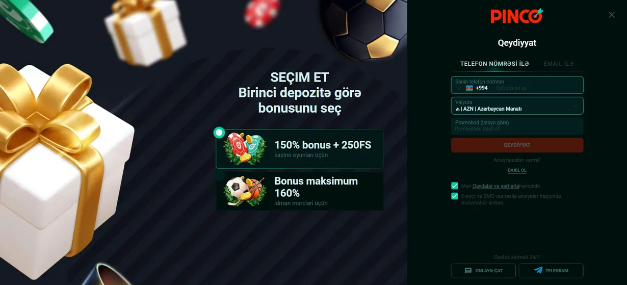 Casino Pinco qeydiyyat  